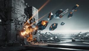 A stone wall labeled "Legacy Corporate Balance Balance Sheets" is breaking apart, with geometric shapes labeled "Standalone Fund Structures" emerging from the debris.